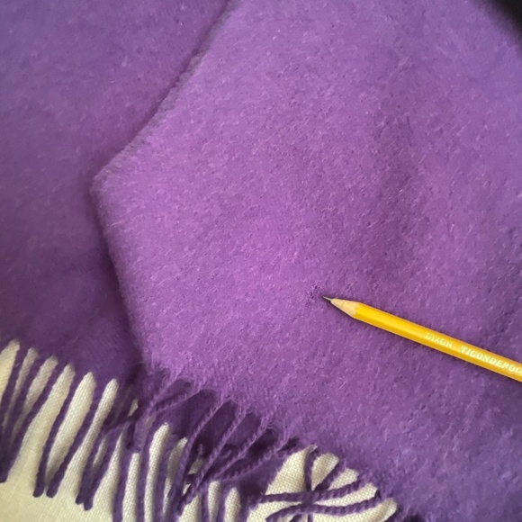 Burberry Cashmere Purple Fringed Logo Scarf Vintage 12”x 60”Made in Scotland - Picture 8 of 12